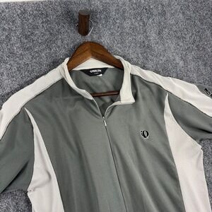 Pearl Izumi Cycling‎ Jersey Mens X Large XL Gray White Full Zip Short Sleeve